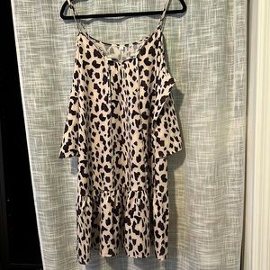 Off Shoulder Animal Print Mini Dress